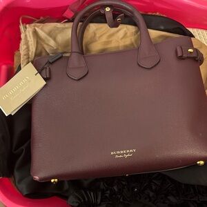 Burberry Dark Red Leather Satchel